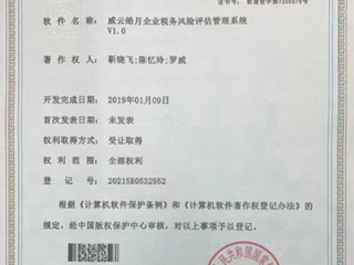 2021.04 靳晓飞、陈忆玲、罗威-软件著作权：威云皓月企业税务风险评估管理系统V1.0
