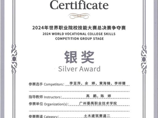 全国高职院校职业技能-市政管线数字化施工国赛银奖（2024年）