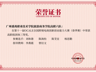 2025年全国跨境电商创新创业能力大赛中杨思勤等荣获高职组团体三等奖