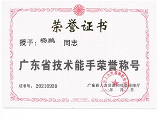 广东省技术能手-杨鹏