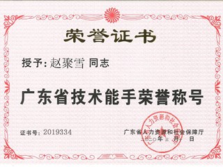 广东省技术能手-赵聚雪