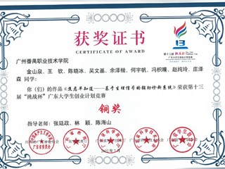挑战杯铜奖 焦虑早知道-获奖证书