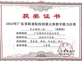 8.2021年广东省职业院校技能大赛教学能力比赛专业课程一组（高职组）二等奖