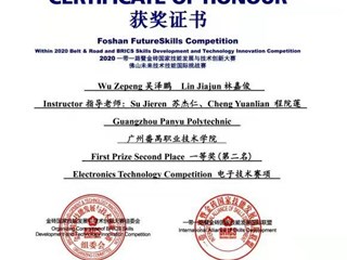 26.2020年“一带一路”暨金砖国家技能发展与技术创新大赛佛山未来技术技能国际挑战赛电子技术赛项一等奖（第二名）-吴泽鹏、林嘉俊