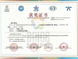 6.2024“一带一路”暨金砖国家技能发展与技术创新大赛-工业视觉开发与编程赛项决赛（高职组）国家级一等奖-黄炯、魏烨楠